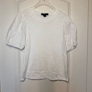 Sanctuary White Puff Sleeve Eyelet Tee